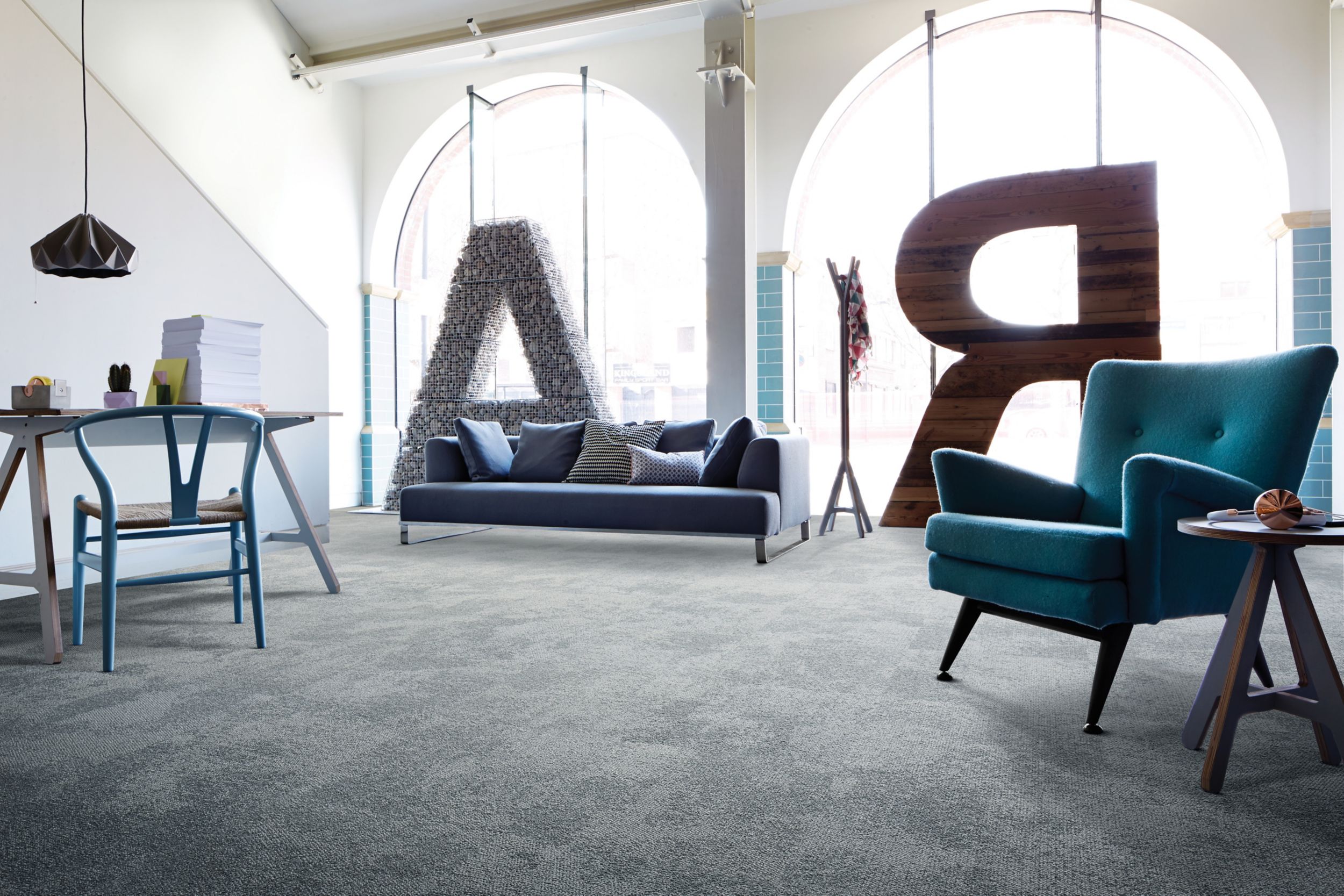 Interface Composure carpet tile in commercial space with accent furniture image number 4